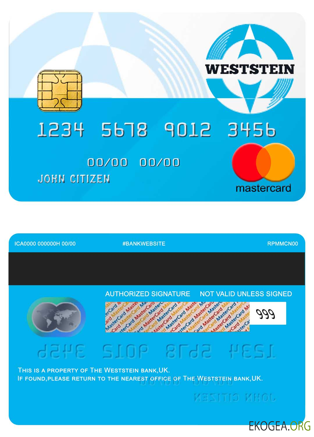 Mastercard de la banque Weststein au Royaume Uni